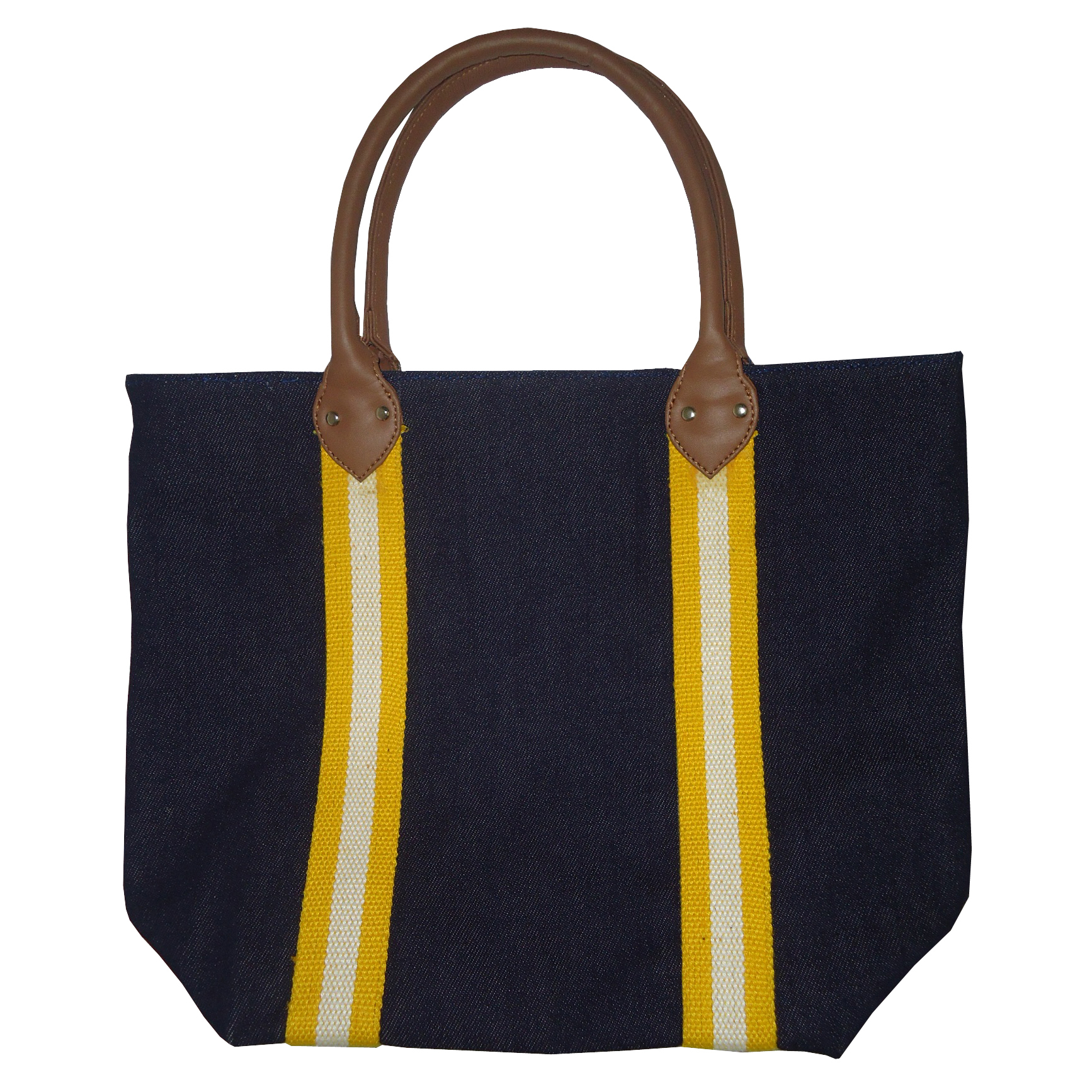 Denim Shopping Bag - Denim Material, 30x40x14 Cm Size, Customized Color, Pu Handle, Magnet Button Closure, Eco-friendly And Re-usable Design, Inside Pockets For Mobile And Zippered Items