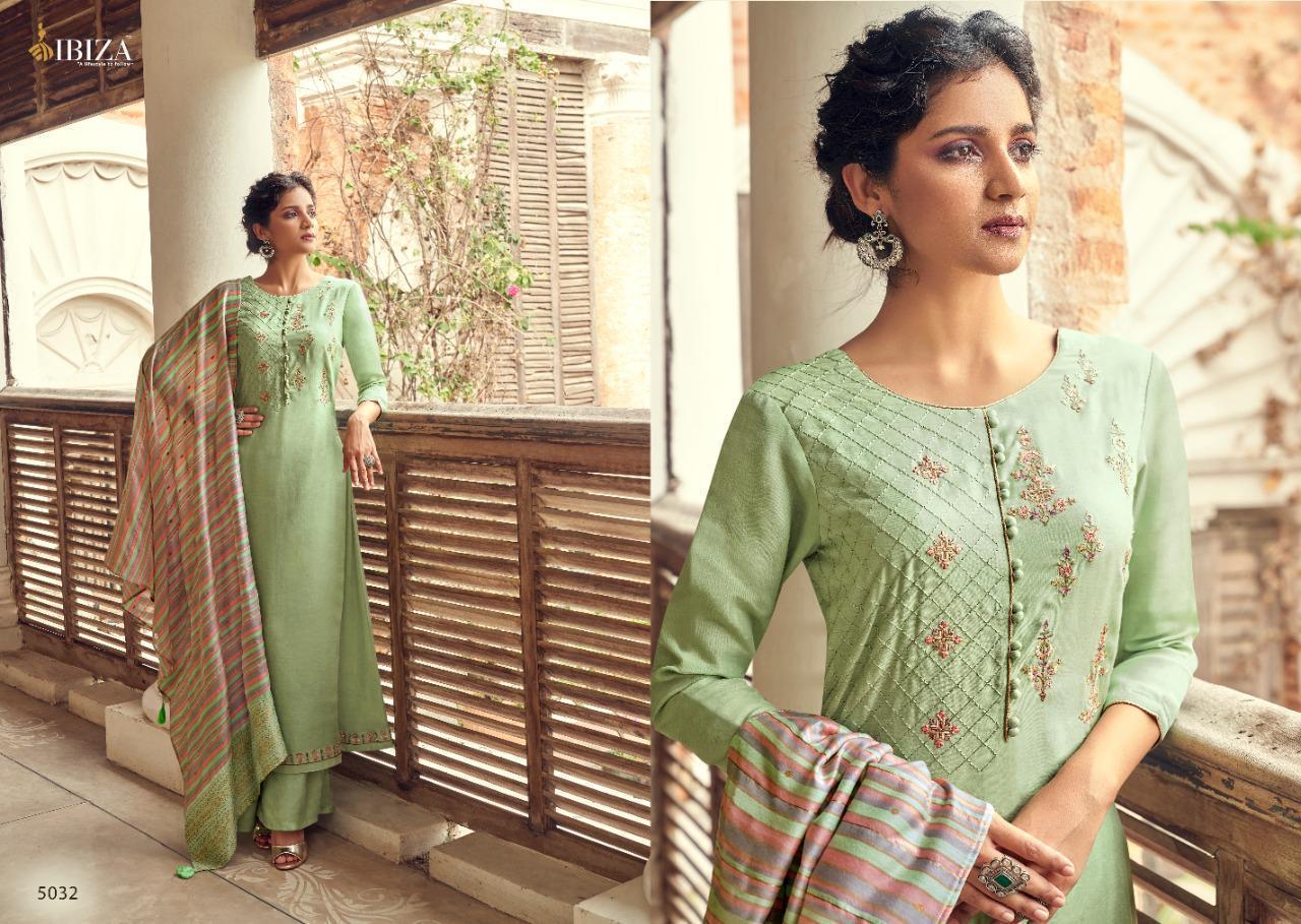 Ibiza Suit - Pure Muslin Top With Fancy Embroidery, Pure Jam Silk Bottom And Jacquard Handloom Dupatta With Tassels | Multi-color, Washable, Embroidered Pattern For All Seasons
