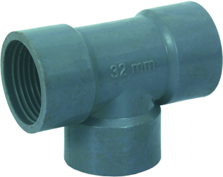 Pp Moulded Tee - Socket & Threaded Type, Plain And Threaded Designs | Polypropylene Material, Various Sizes From 1/2" To 6", Gray Color, Is: 8008-1976 Compliant, Max Working Pressure 10 Kg/cm²