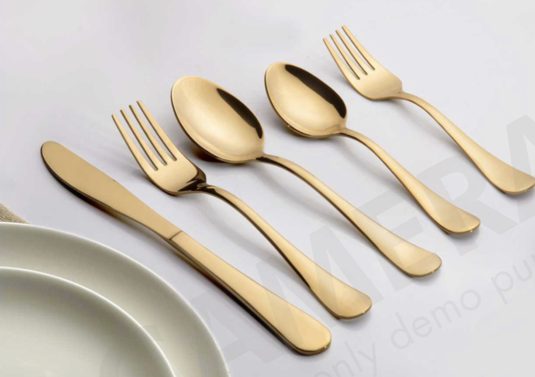 Steel Cutlery Two Tone - 18/8, 304 Steel, Standard Size | Gold & Steel Finish, Jkc Two Tone Design