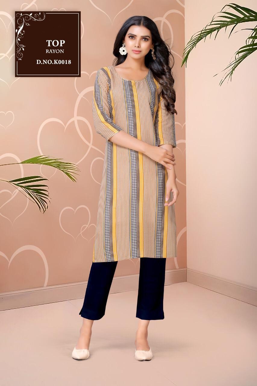 Dhyani Vol 2 - 1016mm Length, Rayon Printed - 3-4th Sleeve, Casual Ladies Kurtis For All Seasons