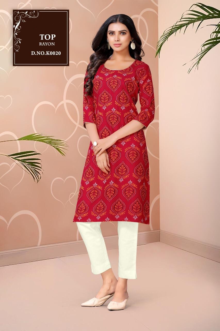 Dhyani Vol 2 - 1016mm Length, Rayon Printed - 3-4th Sleeve, Casual Ladies Kurtis For All Seasons