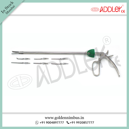Brand New ADDLER Laparoscopic 10mm Bulldog Clip Applicator with 6 Attachments - Steel, 5 x 5 x 10 Inch , Semi-Automatic, Sterilized, Portable, Waterproof