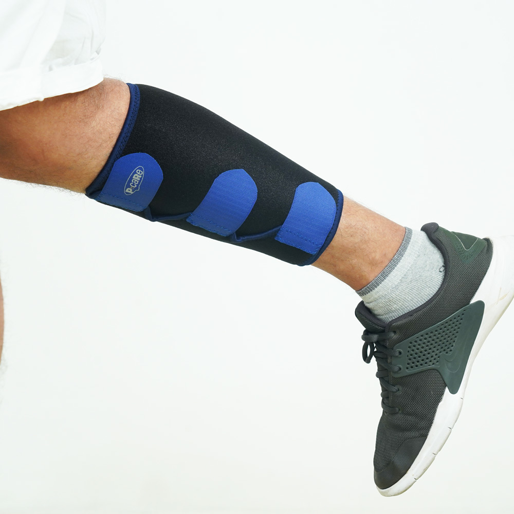 Thigh And Calf Support (Neoprene) - Neoprene, S/m/l/xl, Black | Hook And Loop Closure, Firm Compression, Easy Fit, Rehabilitation Aid