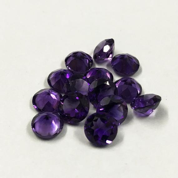 7mm African Amethyst Faceted Round Loose Gemstones Grade: Aaa