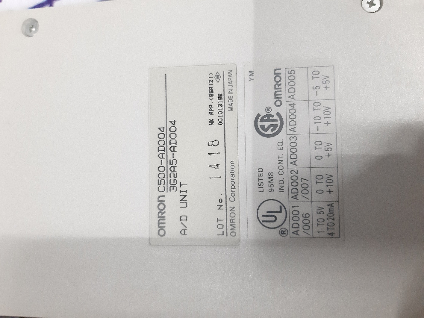 Omron A/d Module Unit C500-ad004