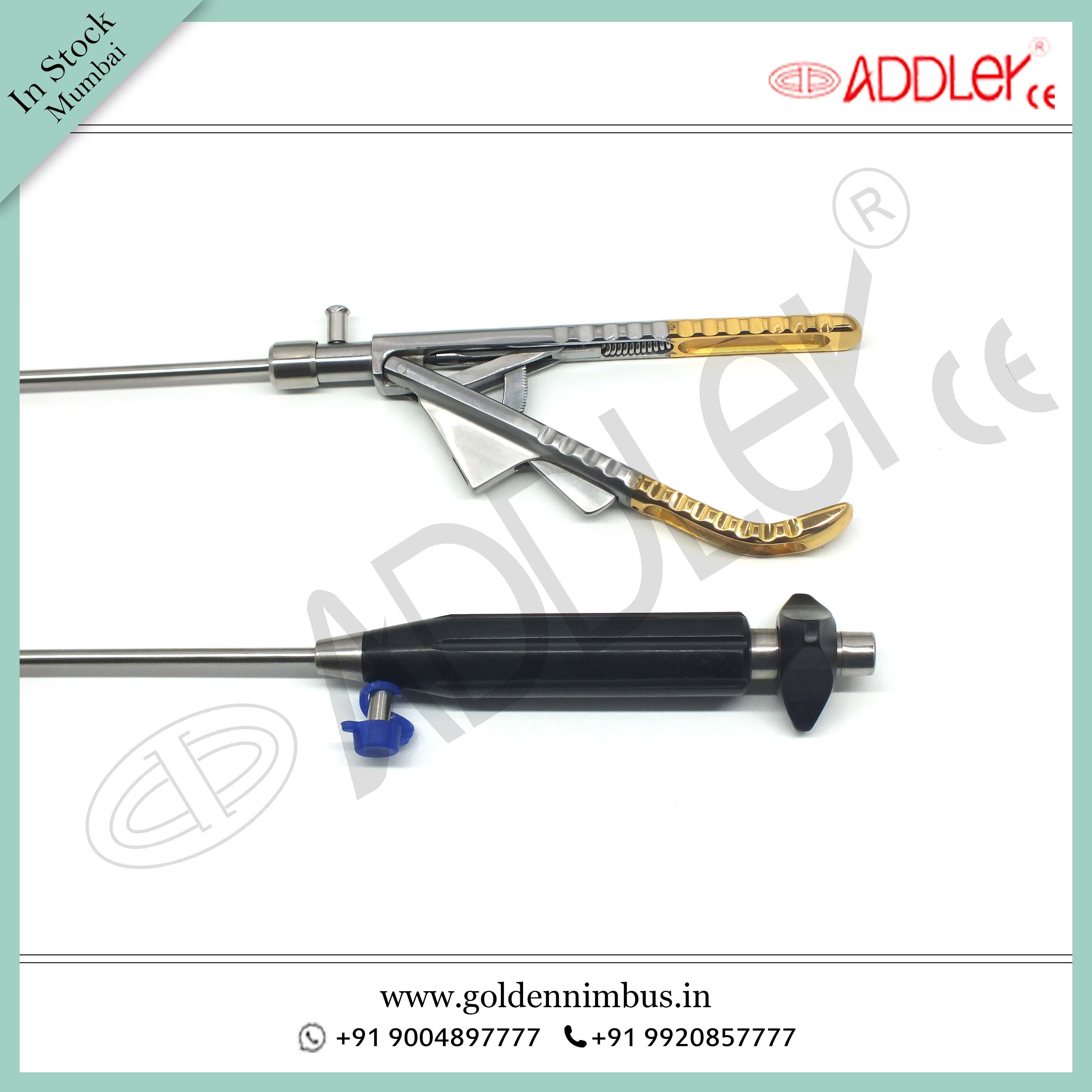 Brand New Addler Laparoscopic Needle Holder Curved Jaw And Liver Re-tractor 5mm X 330mm - Steel, 5 X 5 X 10 Inch , Semi-automatic, Reusable, Sterilized, Waterproof