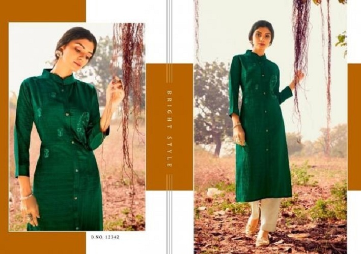 Kalaroop Zili Lining Silk With Work Designer Kurti Catalog - Silk, Stitched M | L | Xl | Xxl | Xxxl, Multi Color, Traditional Style, Dry Clean & Washable