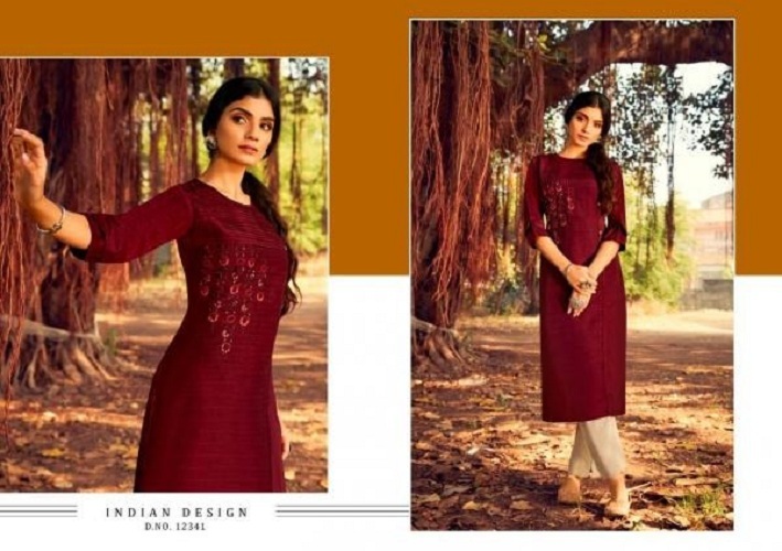 Kalaroop Zili Lining Silk With Work Designer Kurti Catalog - Silk, Stitched M | L | Xl | Xxl | Xxxl, Multi Color, Traditional Style, Dry Clean & Washable