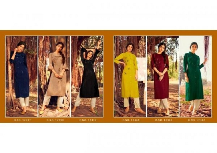 Kalaroop Zili Lining Silk With Work Designer Kurti Catalog - Silk, Stitched M | L | Xl | Xxl | Xxxl, Multi Color, Traditional Style, Dry Clean & Washable