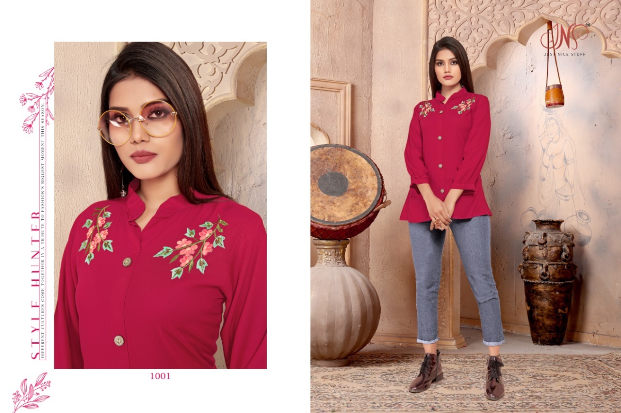 Sparsh Designer Ladies Short Top Kurtis - 14kg Rayon, Length 27-28 Inch, Size M-38 To Xxl-44, 3-4th Sleeve, Embroidered, Quick Dry, Washable
