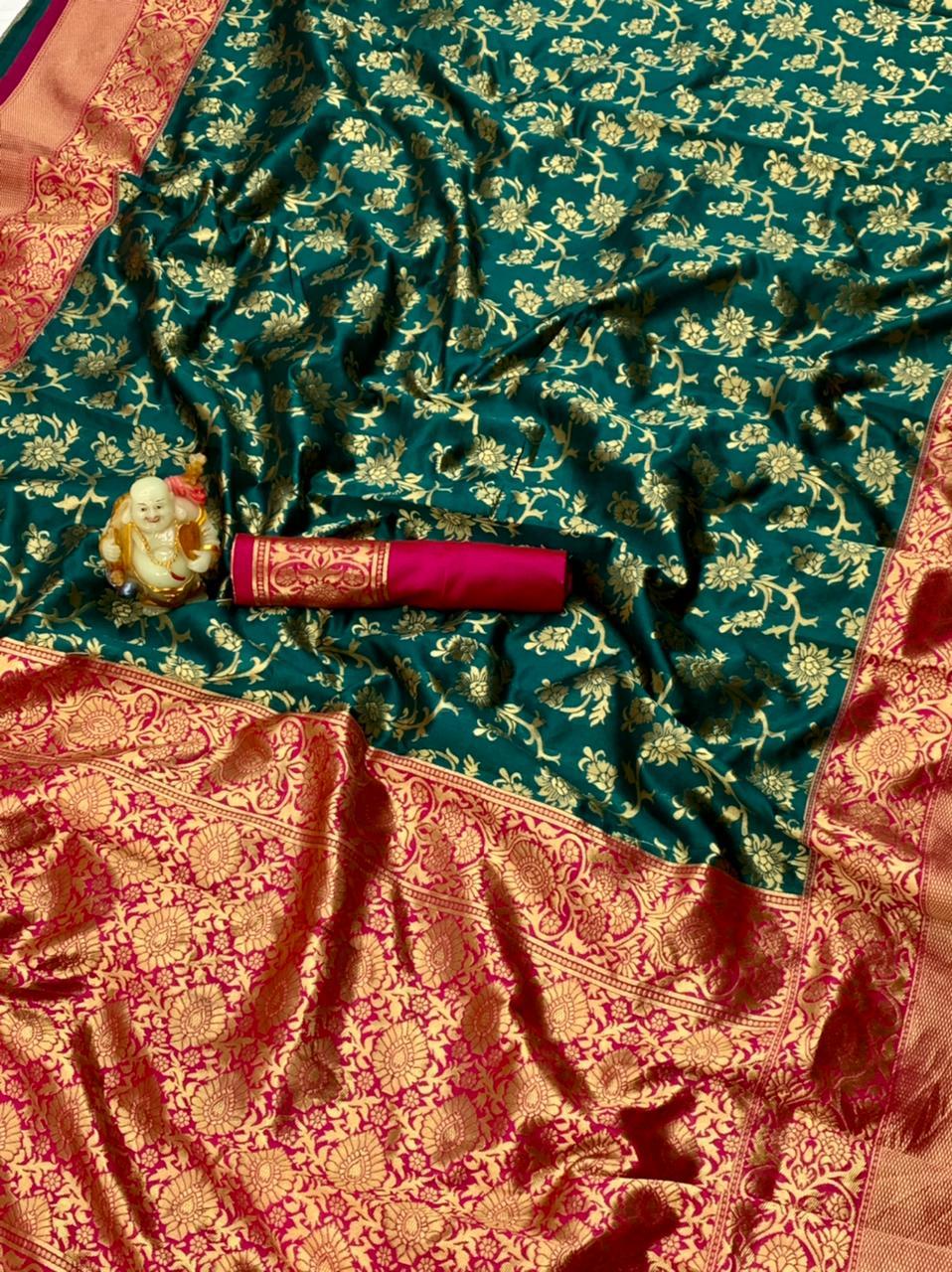 Lichi Silk Saree - Soft Fabric With Golden Zari Design | Heavy Rich Pallu, Multi Color, Perfect For Traditional Occasions