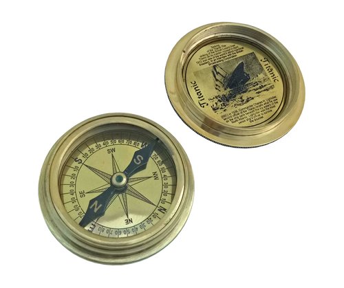 जैसा कि चित्र में दिखाया गया है 1912 टाइटैनिक कम्पास 3 पॉकेट नॉटिकल ब्रास कम्पास ढक्कन के साथ