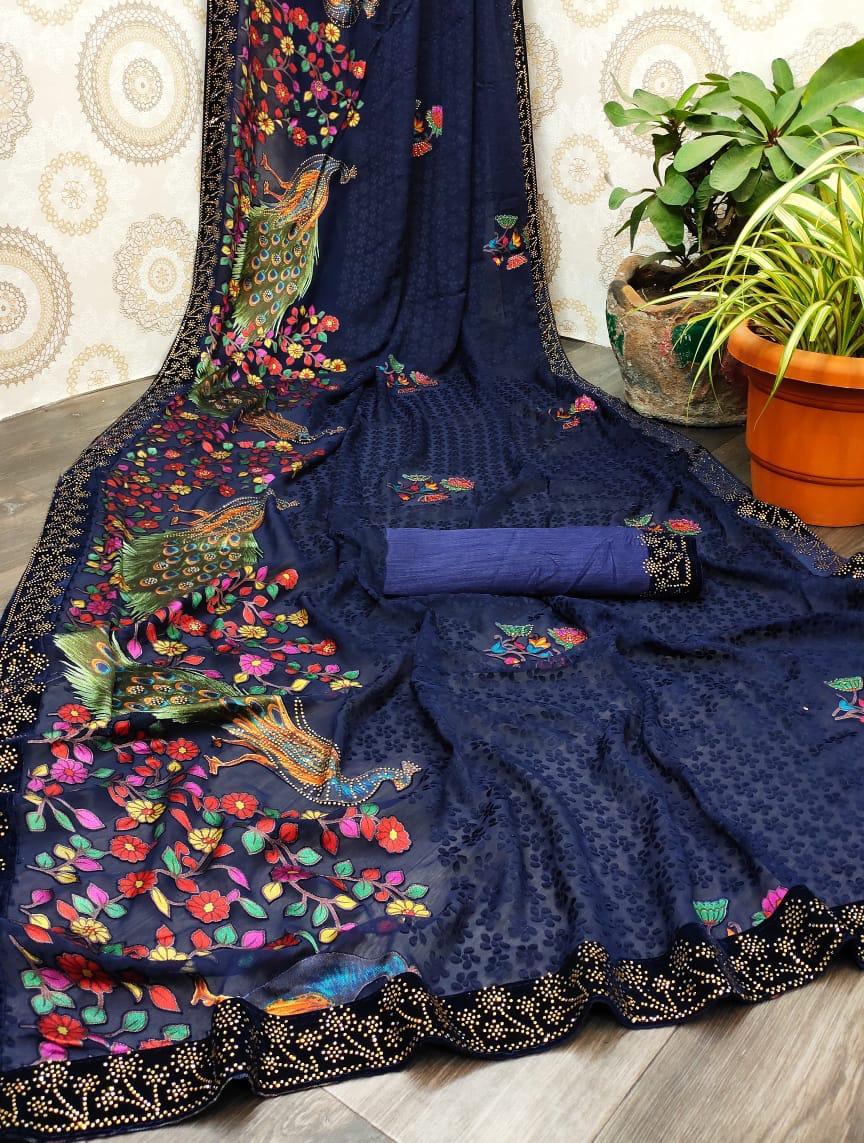 Silk Designer Brasso Fabric Saree