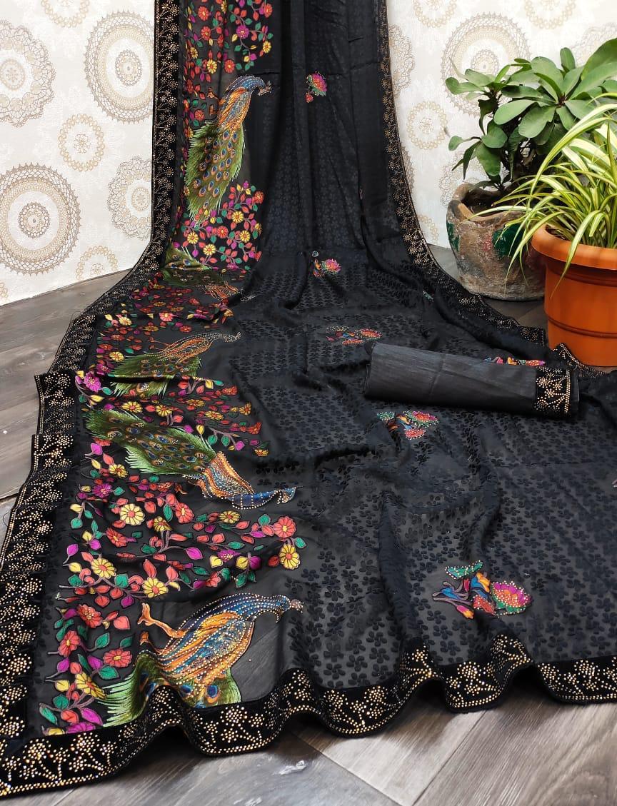 Silk Designer Brasso Fabric Saree