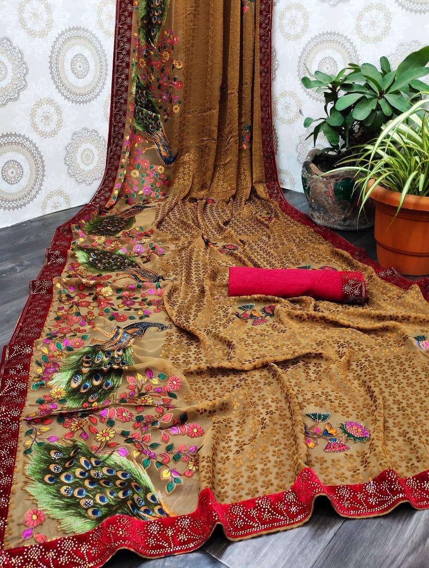 Silk Designer Brasso Fabric Saree