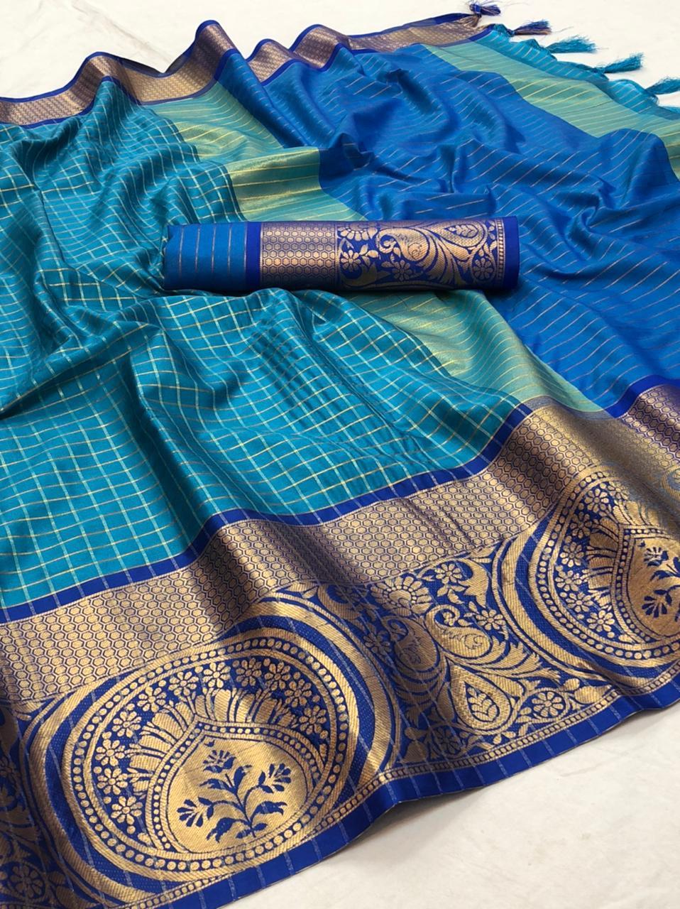 Daily Wear Cotton Silk Saree With Tree And Mango Border