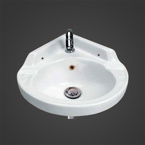 Corner Wash Basin - Ceramic, L 400 x W 400 x H 180mm, White | Lustrous Look, Easy to Clean, Glossy Finish, Durable & Long Lasting