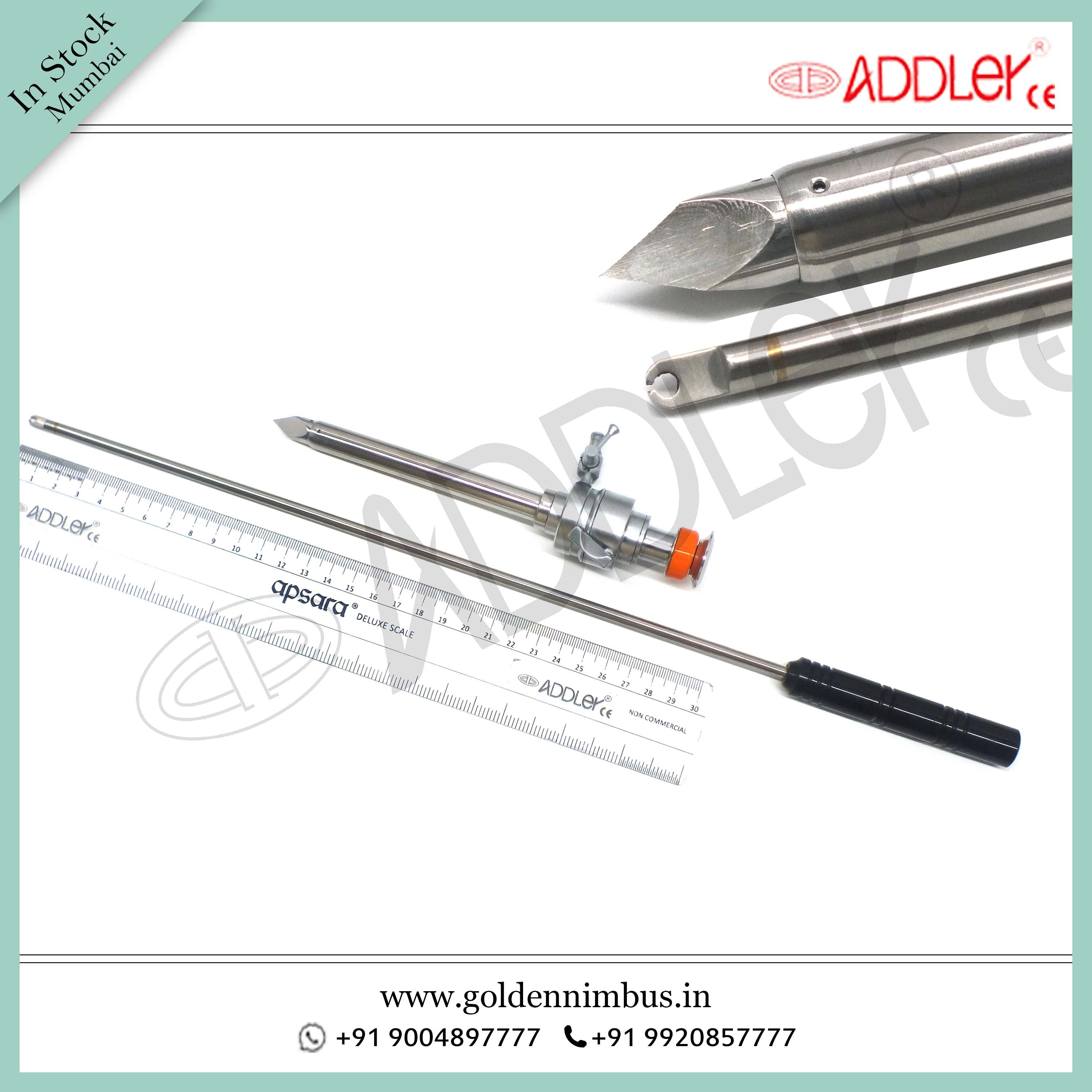 Brand New Addler Laparoscopic 10mm Trocar With 5mm Knot Pusher - Steel 5 X 5 X 10 Inch Reusable Sterilized Portable Ce Certified