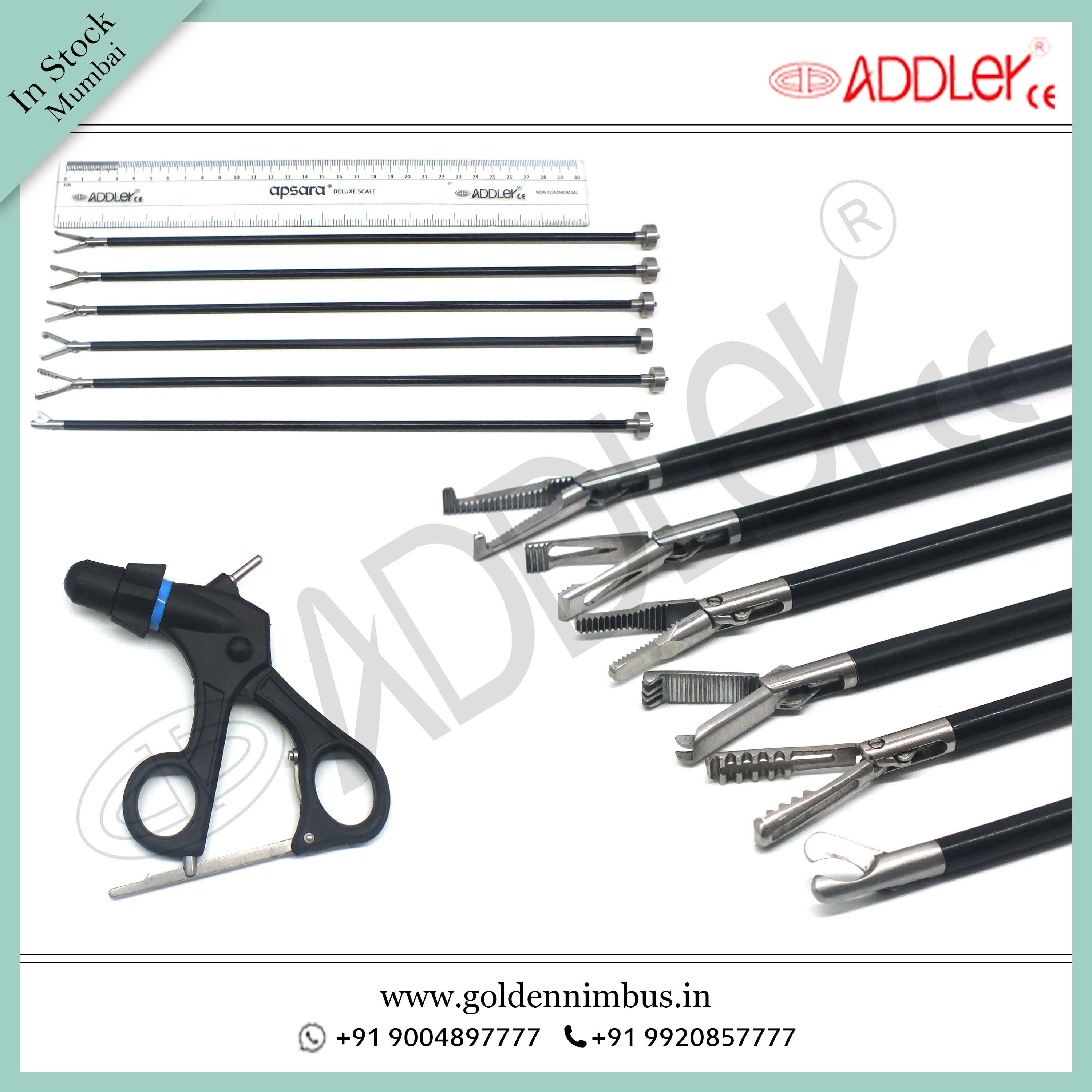 Brand New Addler Laparoscopic Grasper Set Of 6 With Handle - Stainless Steel, 5 X 5 X 10 Inch, Portable, Semi-automatic, Sterilized, Ce Certified