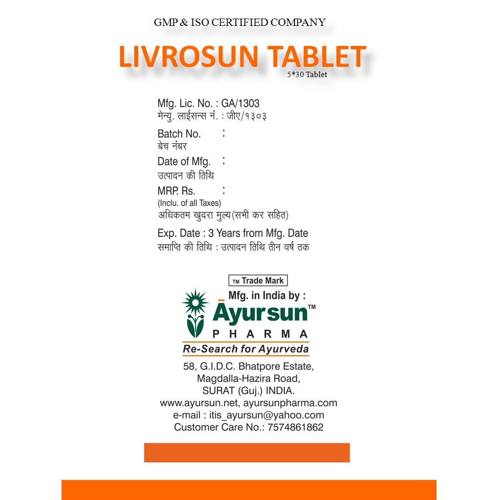 Livrosun Ayurvedic Tablet (Double Concentrate Liver Tonic) Age Group: Suitable For All Ages