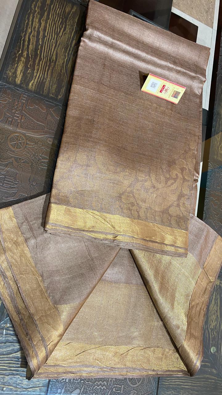 Party Wear Pure Tussar (Kosa) Silk Hand Border Saree With Worli Weaving On Border .