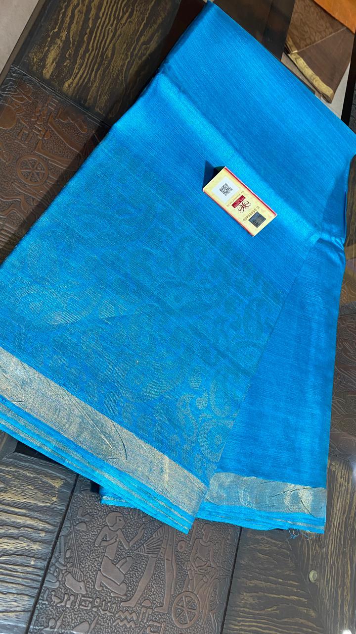 Party Wear Pure Tussar (Kosa) Silk Hand Border Saree With Worli Weaving On Border .