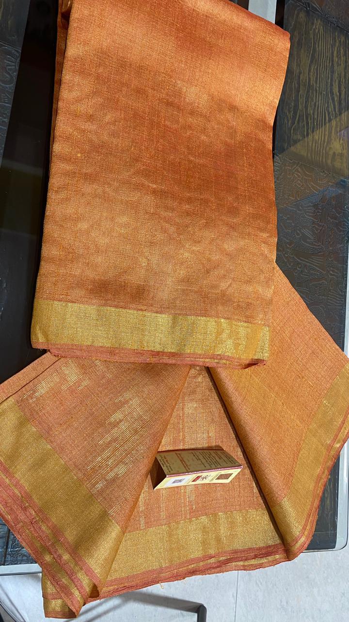 Party Wear Pure Tussar (Kosa) Silk Hand Border Saree With Worli Weaving On Border .