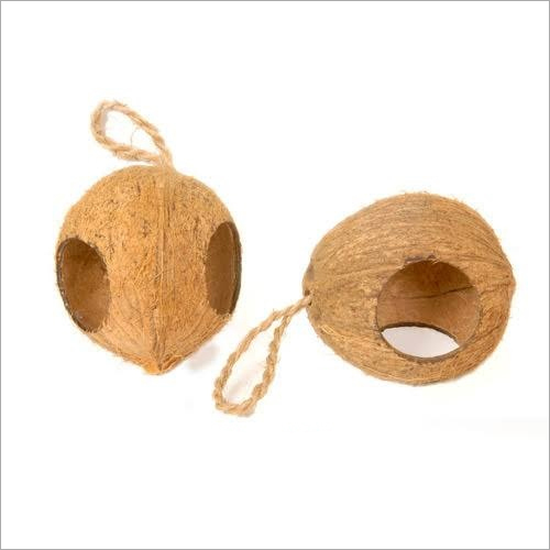 Brown Coconut Two Hole Bird Feeder