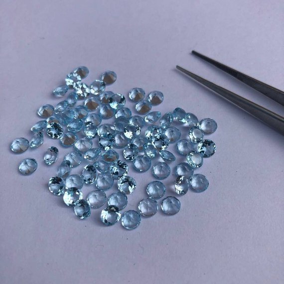 3mm Sky Blue Topaz Faceted Round Loose Gemstones Grade: Aaa