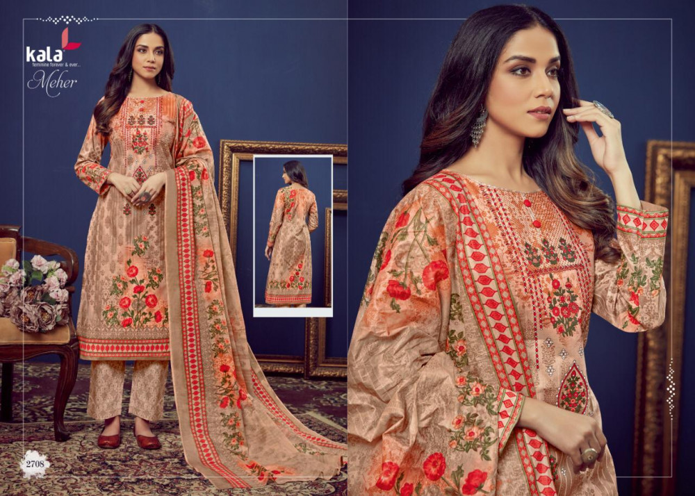 Kala Meher Vol-4 Unstitched Cotton Suits - Premium Cotton, 2.50 Mts Top, 2 Mts Bottom, 2.25 Mts Dupatta | Multi Color, Traditional Ethnic Wear, Printed Pattern, All Season Ethnic Wear