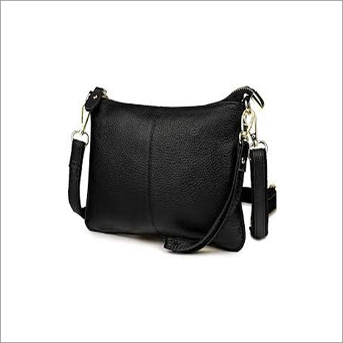 Genuine Leather Shoulder Bag - 12 x 9 x 3 Inches , Zipper Closure, 10 Liters Capacity, Lightweight at 1.2 Pounds, Elegant Black Design