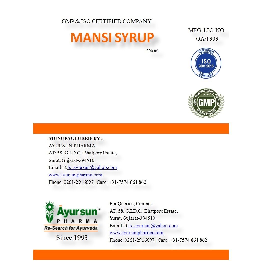 Ayurvedic Herbal Mansi Syrup - Packaging Size: 200 Ml