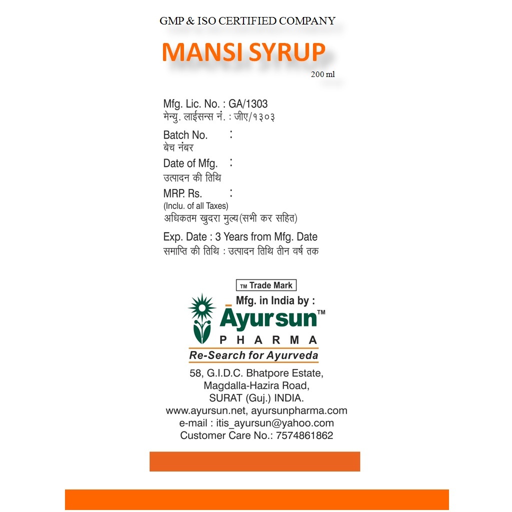Ayurvedic Herbal Mansi Syrup - Packaging Size: 200 Ml