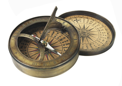 Brown Antique Sundial Compass With Lid 3 Inch Collectible Compass