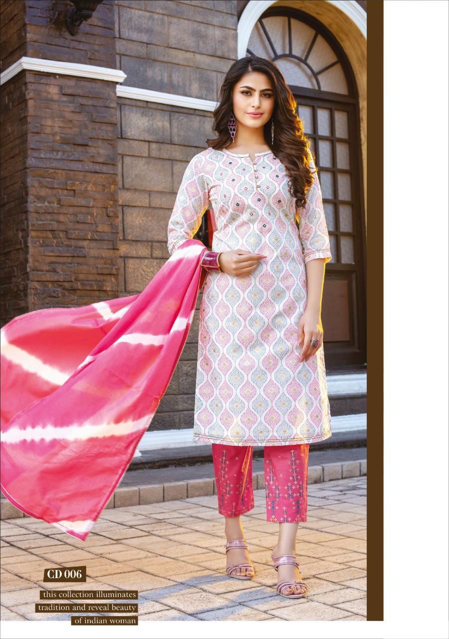 Dry Cleaning Cotton Candy Designer Rayon & Cotton Print With ,Thread Work Kurtis