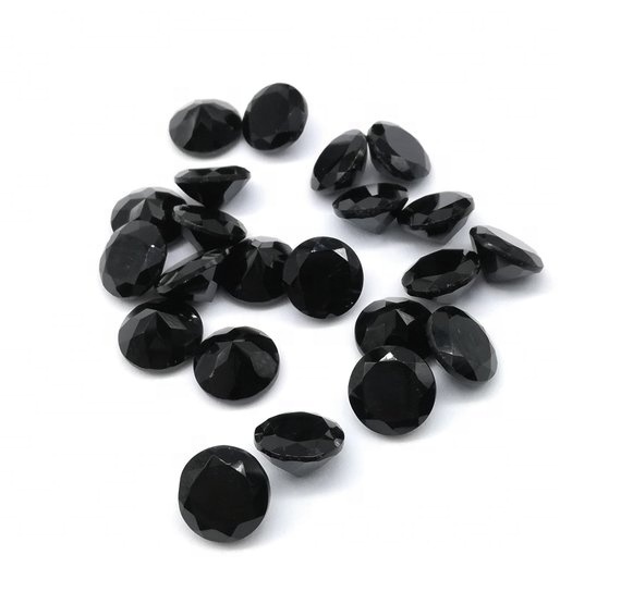 11mm Black Onyx Faceted Round Loose Gemstones Grade: Aaa