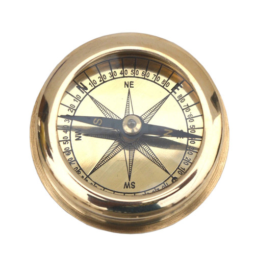 जैसा कि चित्र में दिखाया गया है मरीन शिप ब्रास फ्लैट कम्पास 2 इंच