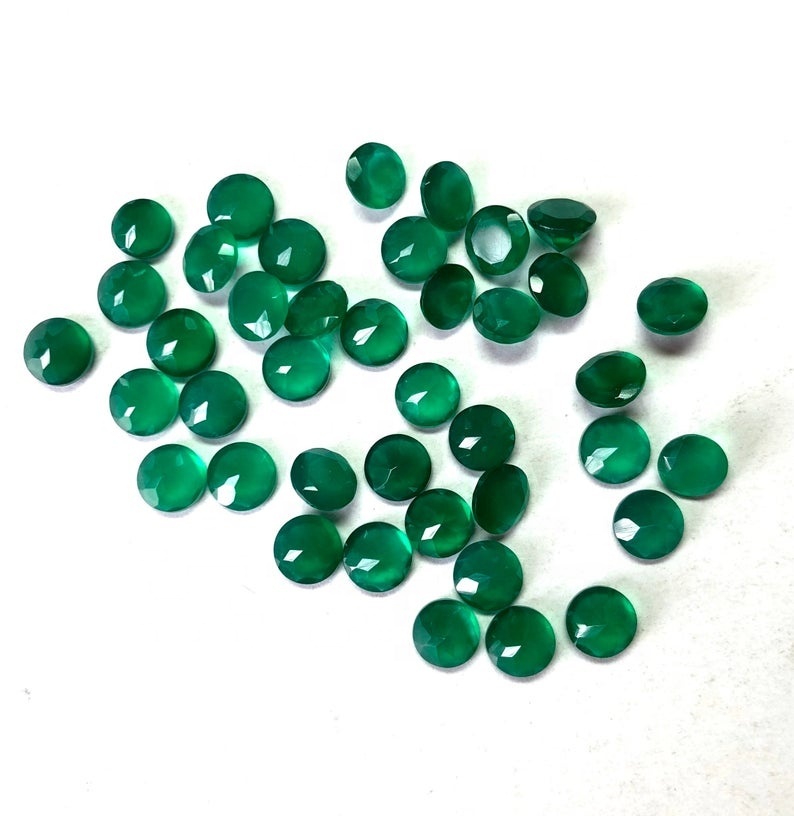 4mm Green Onyx Faceted Round Loose Gemstones Grade: Aaa