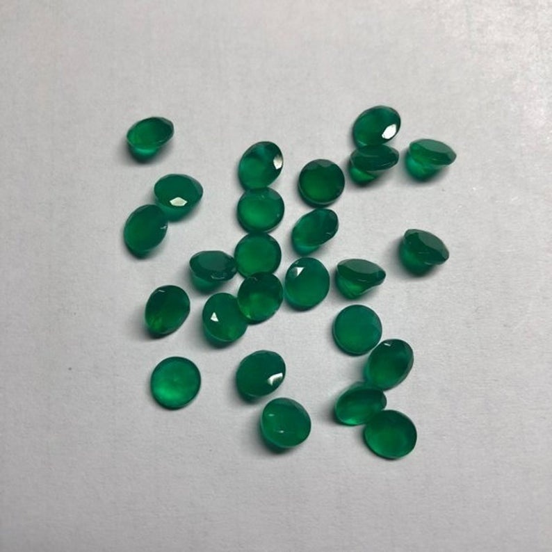 8mm Green Onyx Faceted Round Loose Gemstones Grade: Aaa