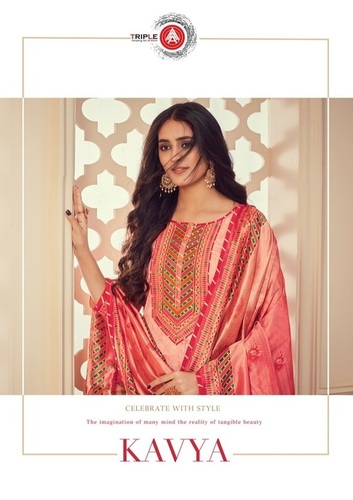 मल्टी कलर ट्रिपल ए काव्या साटन जॉर्जेट डिजिटल प्रिंट एम्ब्रॉयडरी वर्क ड्रेस मटेरियल कैटलॉग के साथ