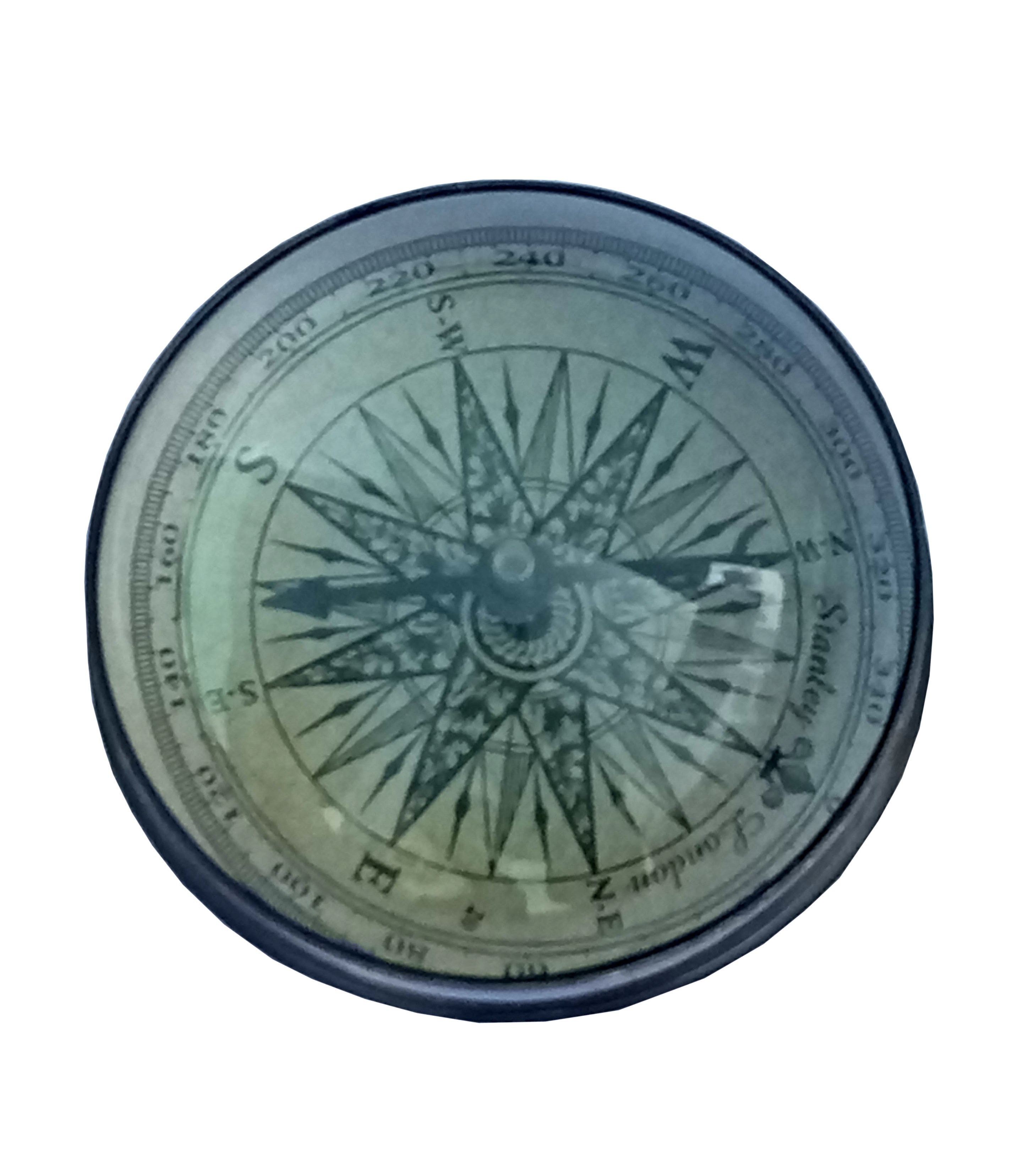 As Shown In Picture Paper Weight Brass Desktop Compass With Glass Lens