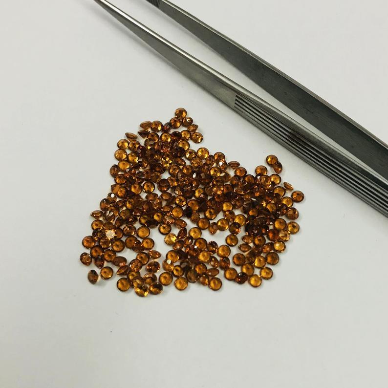 3mm Hessonite Garnet Faceted Round Loose Gemstones Grade: Aaa