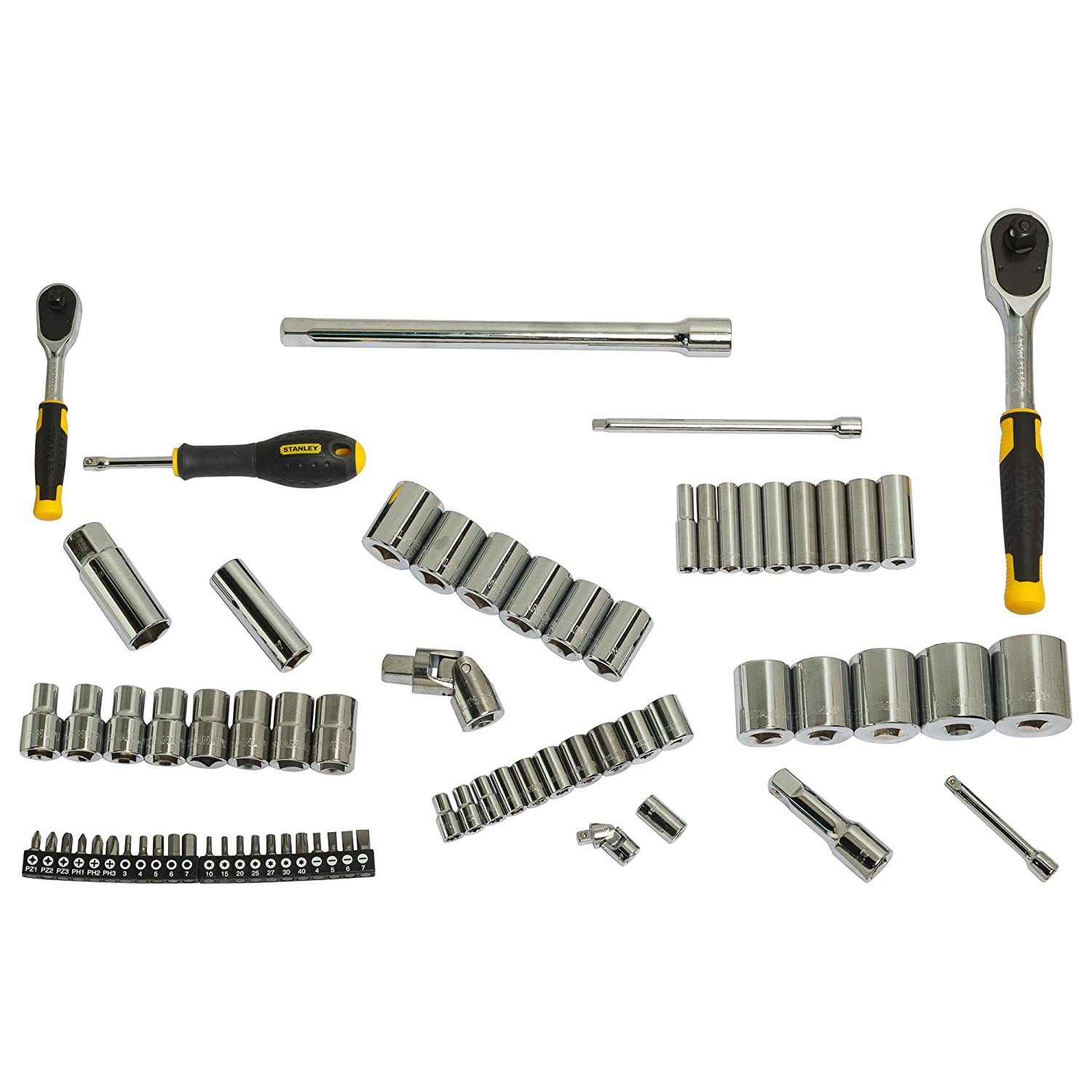 Stanley 1/2'+1/2' 72pc Sockets And Ratchets Set