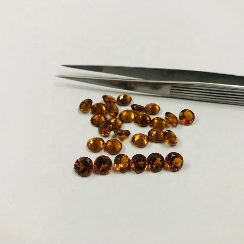 4mm Hessonite Garnet Faceted Round Loose Gemstones Grade: Aaa