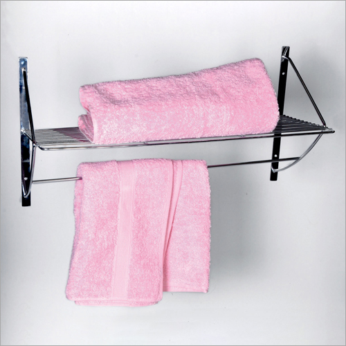 Towel Shelf - 250mm x 100mm x 130mm | Stainless Steel, Wall Mounted, Chrome Finish, 10kg Weight Capacity, 1 Shelf, 1 Towel Bar