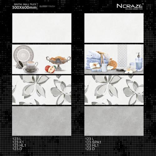 Ceramic Wall Tile - 300x600mm, Grey & Cream | Glossy & Matte Finish, Antibacterial, Wear-Resistant, Free Sample Available