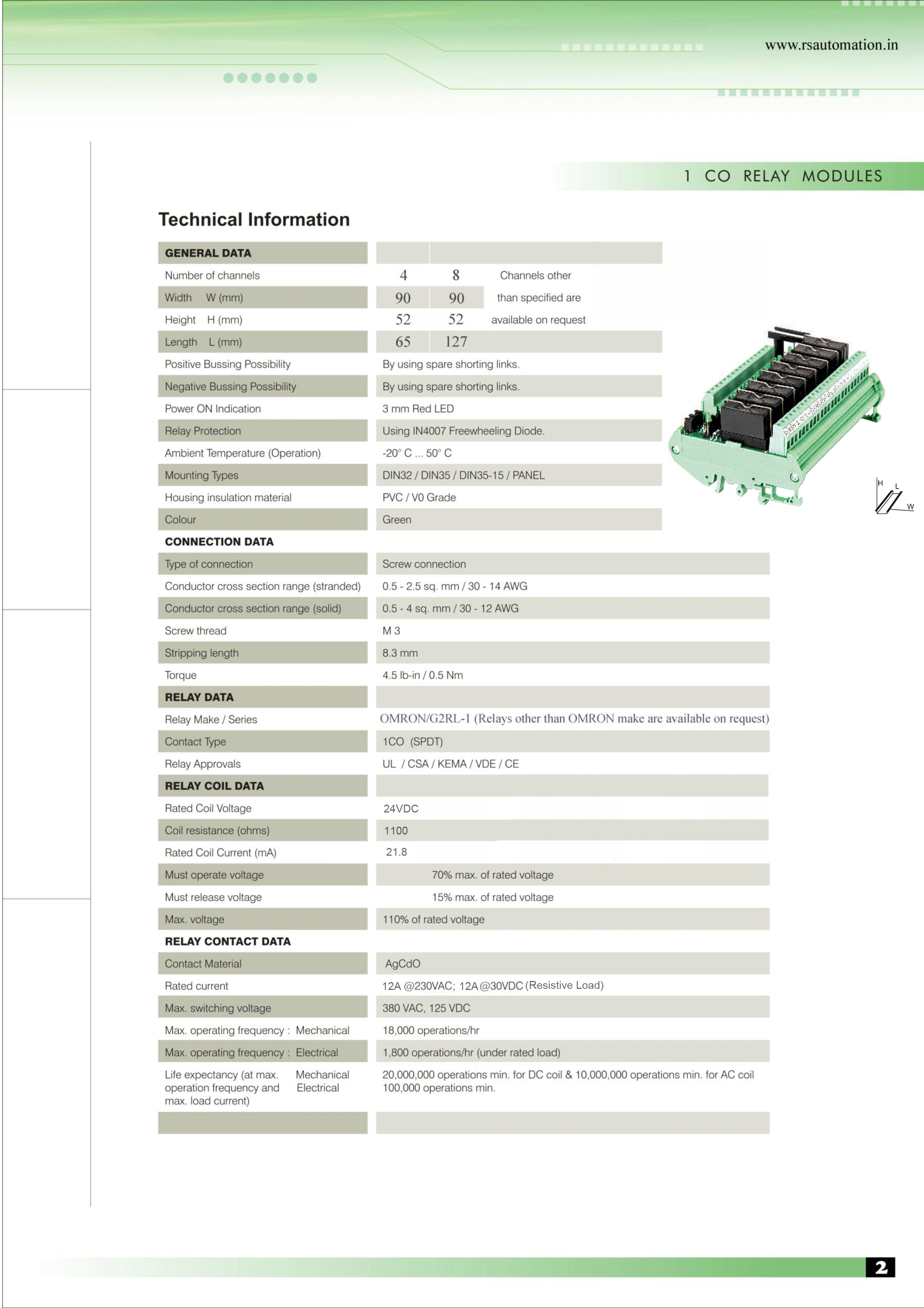 Relay Card - 4/8 Channel Spdt Omron G2rl-1, 12a Switching Current, Low Coil Drive Current, Din Rail And Panel Mounting, Io Interfacing, Plc Control Panel, 1 Year Warranty