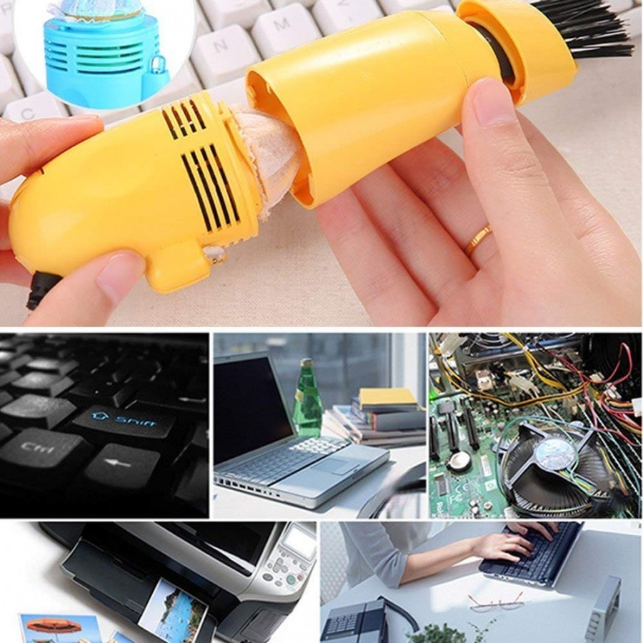Keybord Usb Vacuum - Abs Plastic, Compact Handheld, Black, 90cm Cord | Brush & Suction, Washable Filter, Low Noise Operation