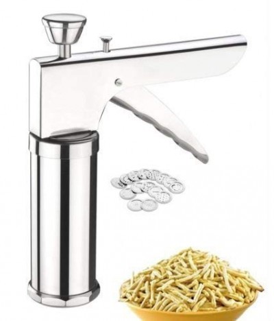Kitchen Press - Stainless Steel, Weight 488 Gm , 15 Unique Attachments For Murukku, Chaklis, Rice Sevai, Pasta Making
